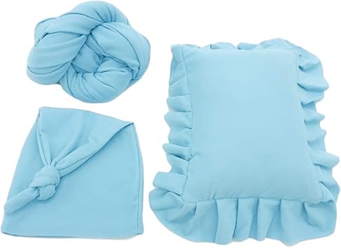 Dibiao Nursery,Bedding,Blankets & Swaddlers,Swaddles Dibiao 3pcs/set Newborn Photography Props Costume Set Baby Infant Wrap Pillow Hat Baby Photo Props Wraps DIY Blanket for Boy Girl Blue