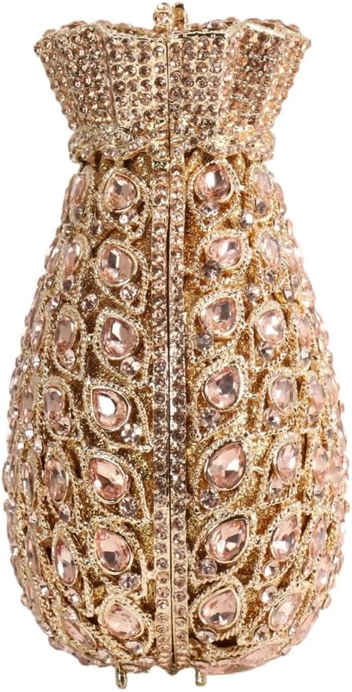 Money Pouch Shape Crystal Evening Clutch for Women Dazzling Rhinestone Purse Full Diamond Handbag for Banquet Party