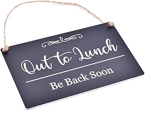 Out To Lunch - Be Back Soon, Door Window Sign, Lunch Break, Dinner Break, Notice, Shop, Office, (Black)