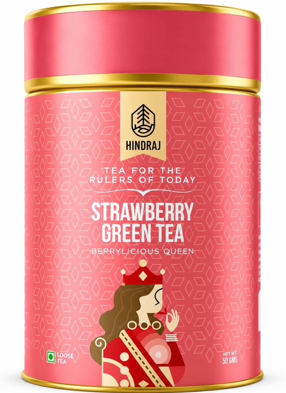 - House of Hindraj Berrylicious Queen Strawberry Green Tea Loose Leaves 50 g Organic Green Tea, Fruity Strawberry Ice Tea No Added Sugar, Antioxidant Rich, Refreshing Cold Brew