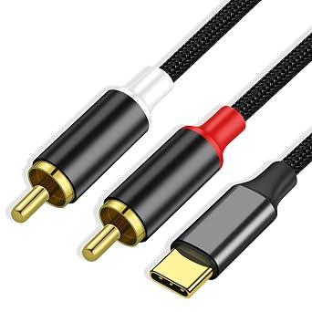 USB Type C to Dual RCA Audio Cable, USB C Male to 2RCA Male Aux Auxiliary Stereo Splitter Adapter Audio Cord Compatible with Speaker Amplifier, iPhone 15/15Pro, Pixel 7/7Pro/6, Galaxy S23/S22/S21/S20
