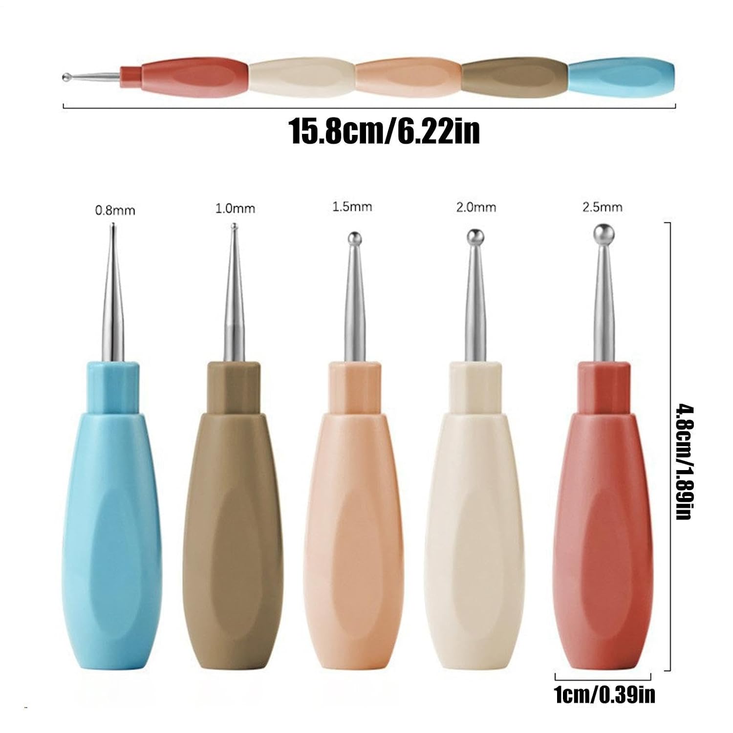 5-Piece Nail Dotting Tools Set - Manicure Design Art Tools, Double-Ended