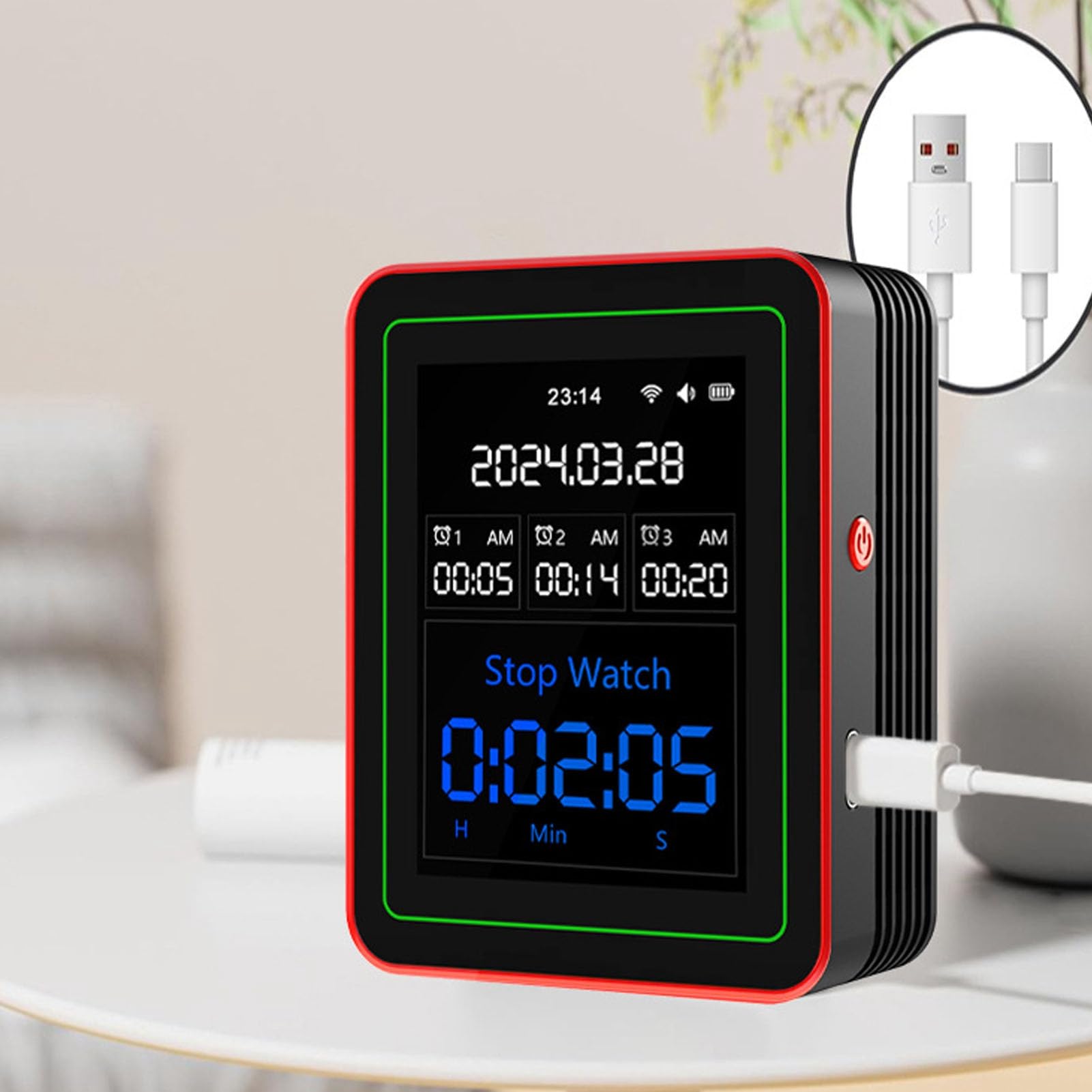 Monitor di qualità Dell'Aria WiFi, Tester di qualità Dell'Aria Interna per CO2, TVOC, HCHO, PM0.3-PM10, Temperatura e umidità, Dati in Tempo Reale con App Mobile, Rilevatore di (+rosso)