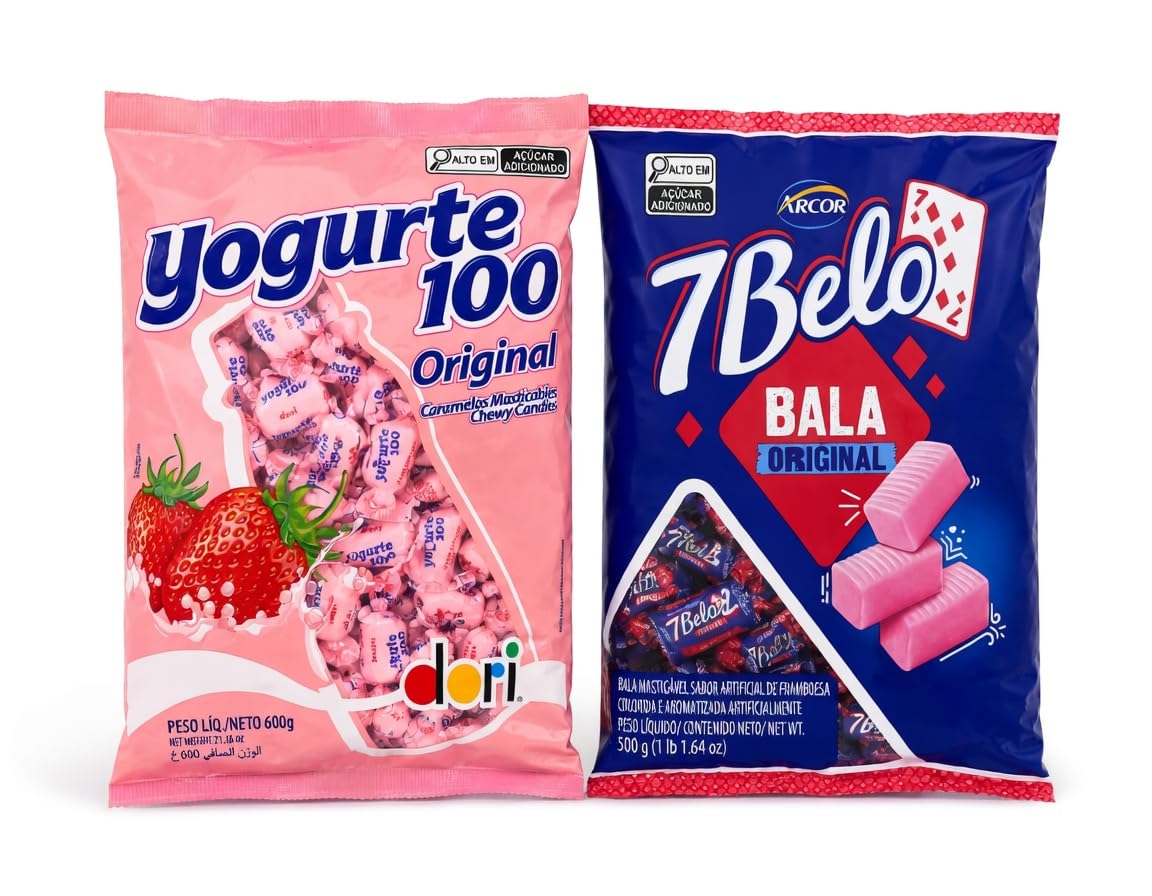 Kit Balas Mastigáveis Yogurte 100 Dori 600g + 7 Belo Arcor 500g