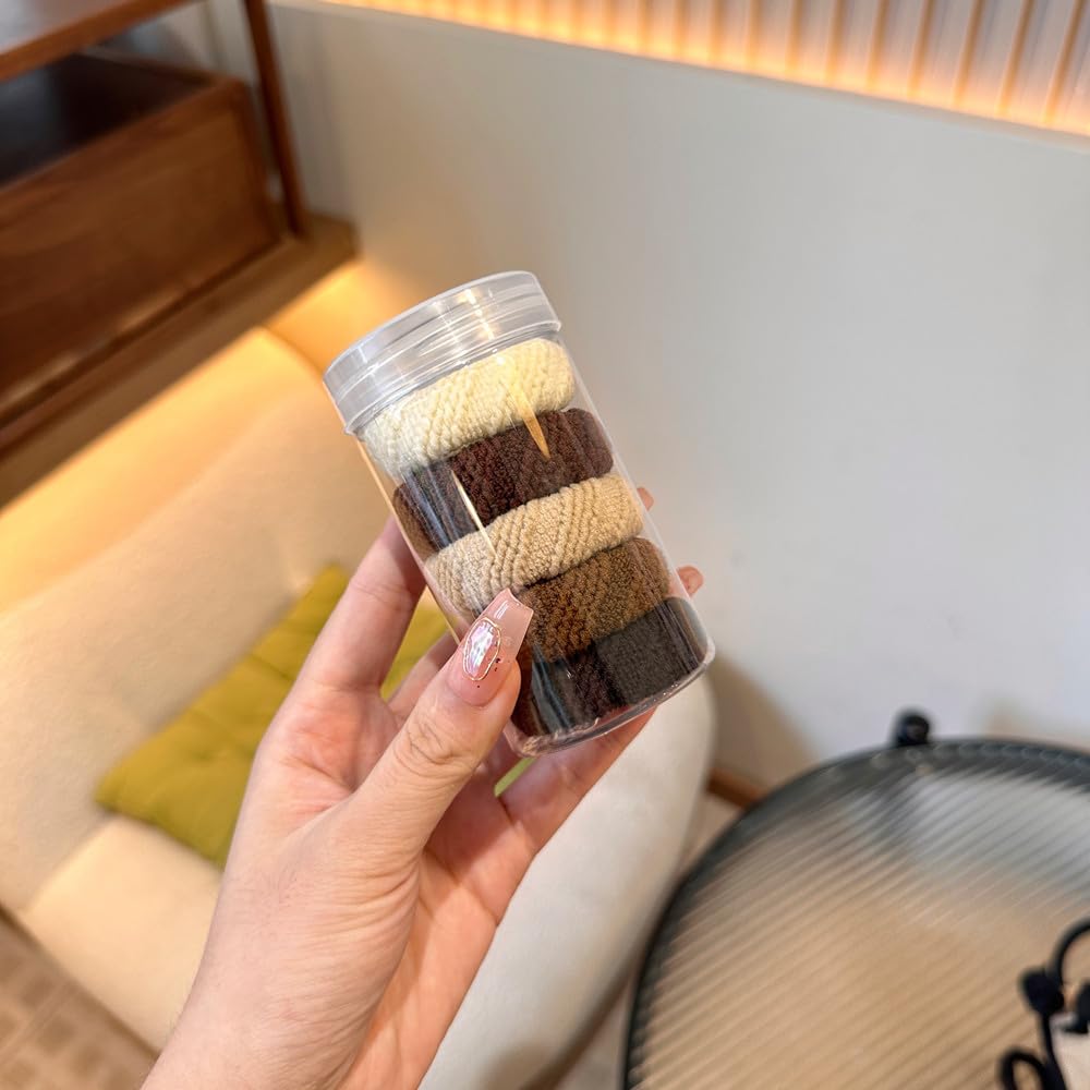 5pcs can of thick hair damage-free hair ties soft and seamless girls hair bundles elastic ponytail clip hair rope hair accessories