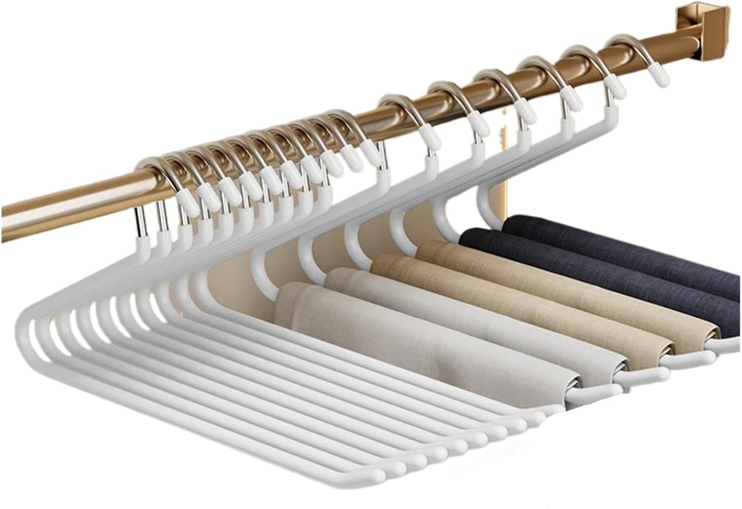 Shaped Pants Rack, Anti Slip and Traceless Storage, Drying, Home Clip, Wardrobe Hanger(White 20pcs)