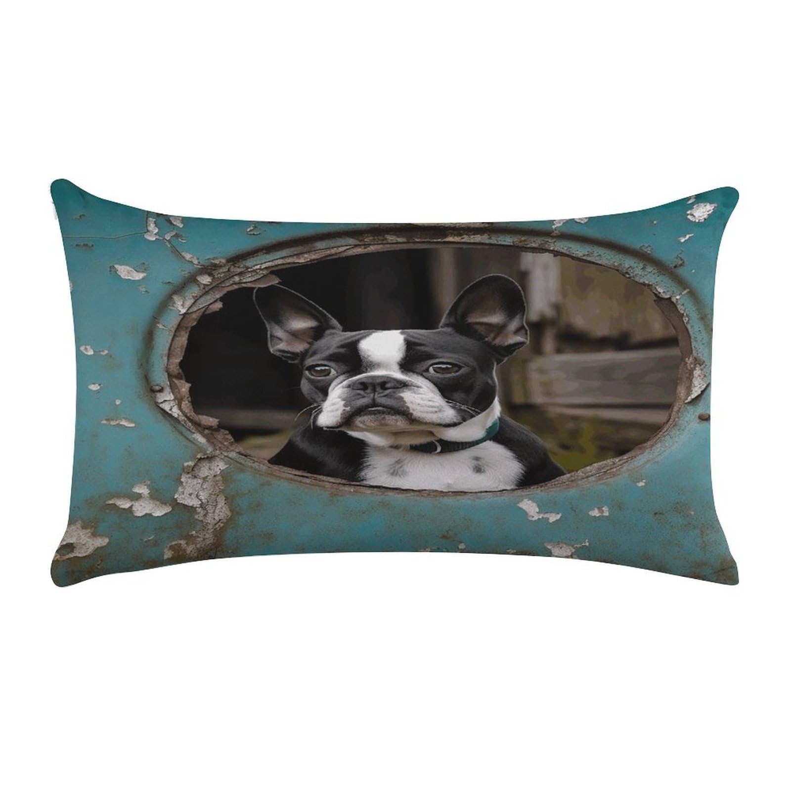 VstaDank Boston Terrier Pillow Cover Pillowcase for All Seasons Short Plush Body Pillow Case Soft Cozy Fuzzy Lumbar Long Pillow Cover for Bed Sofa Bench 20 X 12 Inches