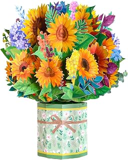 GREETING ART Birthday Card Pop Up,9 inch,Sunflower Pop Up Card, Anniversary Card, Summer Card, Birthday Card, Mothers Day Card,3D Flower Greeting, Thank You Card