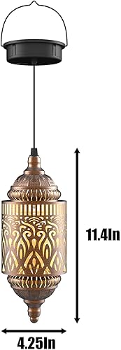 Vista 13 de Twinkya Luces solares colgantes para jardín al aire libre, farol solar impermeable, de metal, marroquí, decoración al aire libre para patio, camino