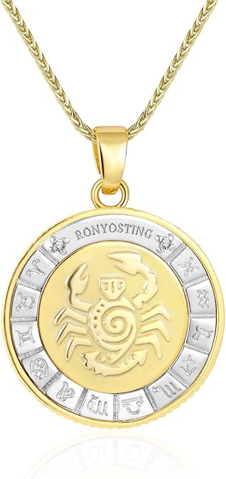 Zodiac Necklace Women Men, 18K Gold Plated Silver Plated Tarnish Free Zodiac Pendant Necklaces, Ready-To-Gift for Wife Husband Girlfriend Boyfriend Mom Daughter Birthday Christmas Valentine Anniversary