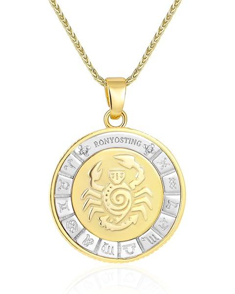 Zodiac Necklace Women Men, 18K Gold Plated Silver Plated Tarnish Free Zodiac Pendan...