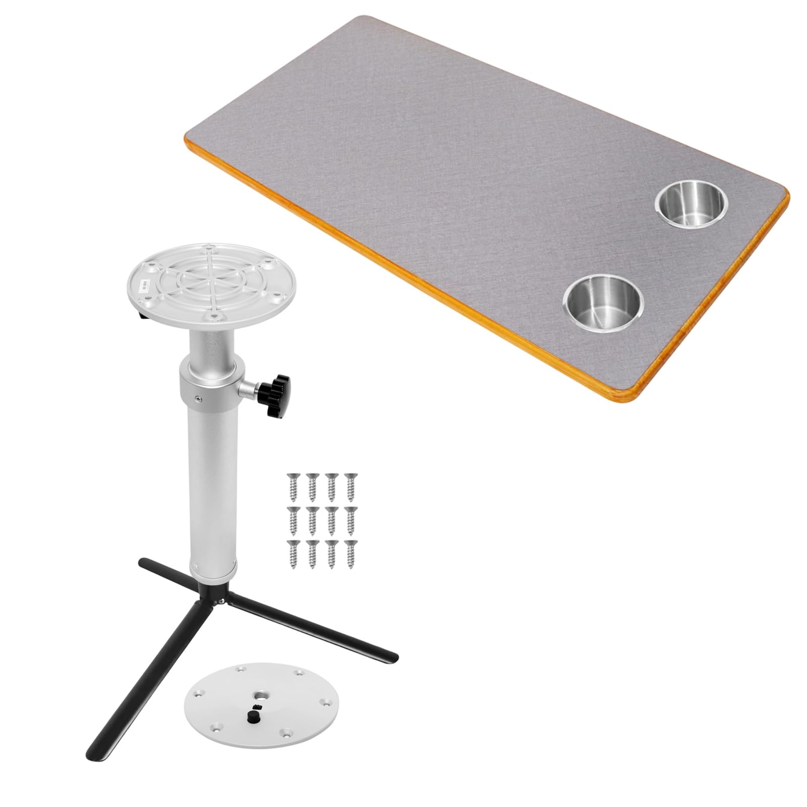 Tavolo regolabile per camper con gambe in alluminio, 80 x 40 cm, portatile, con portabicchieri, altezza regolabile, per interni ed esterni, per furgone, barca, campeggio, piccoli spazi