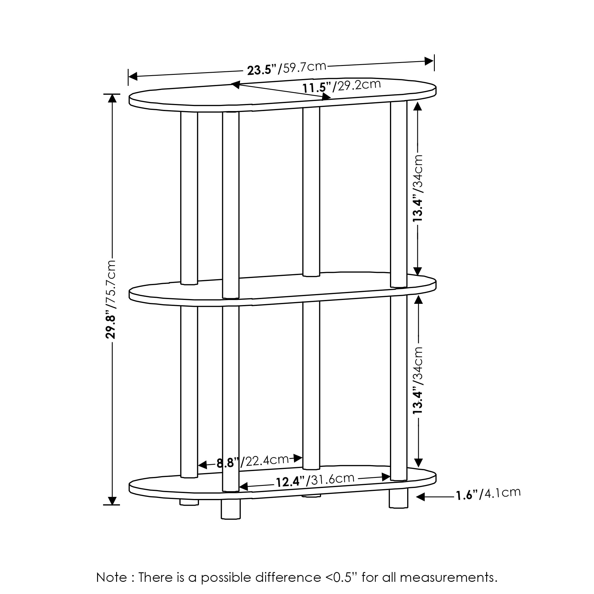 Amazon｜フリノ(Furinno) モダン楕円形ディスプレイラック オープン
