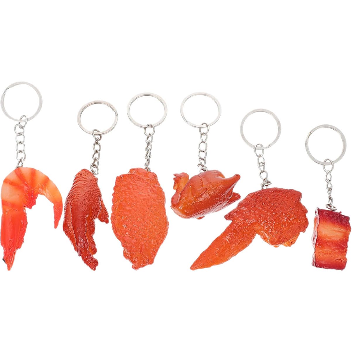 Simulierter Lebensmittelschlüssel Taschenanhänger Taschenzubehör Schlüsselanhänger Mit Gekochtem Huhn Kette Anhänger Mit Schlüsselanhänger Lebensmittelverzierung Pvc 6st