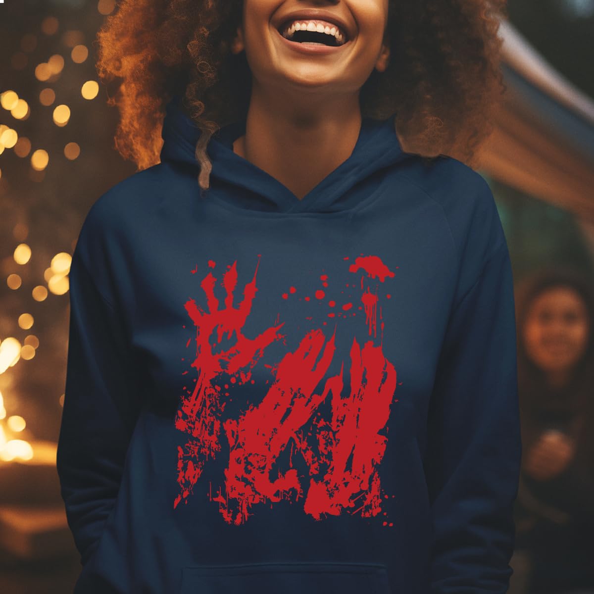 Felpa con cappuccio per costume di Halloween con mani sanguinate