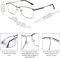 Vista 3 de ZÉRO D Gafas cuadradas con bloqueo de luz azul para computadora, antifatiga ocular, marco para hombres y mujeres, 18tp