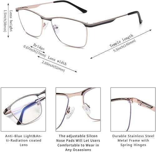 Miniatura 3 de ZÉRO D Gafas cuadradas con bloqueo de luz azul para computadora, antifatiga ocular, marco para hombres y mujeres, 18tp