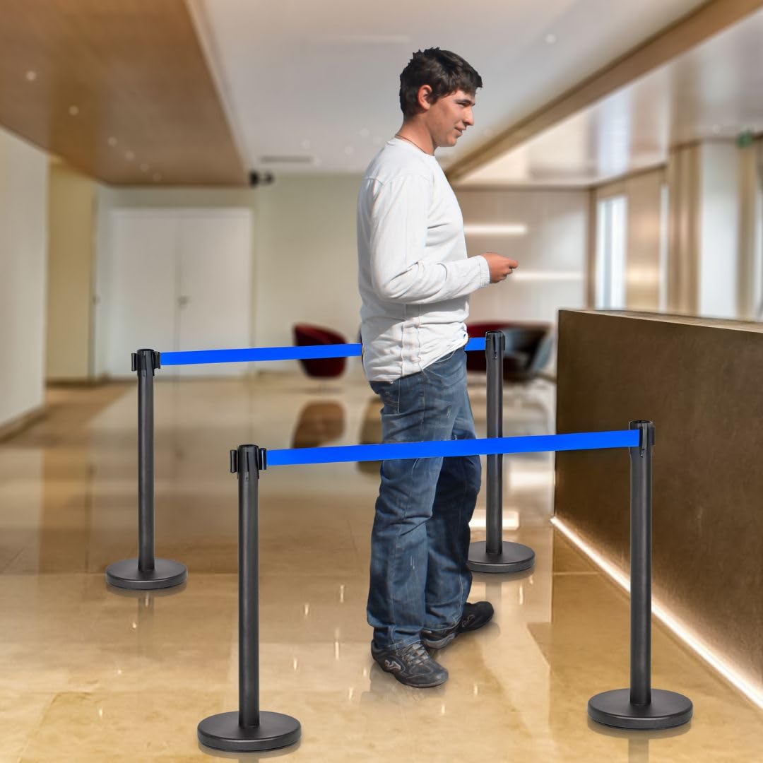 Poste Separador Cinta Extensible 3 metros 2uds, Barrera Extensible 3 m