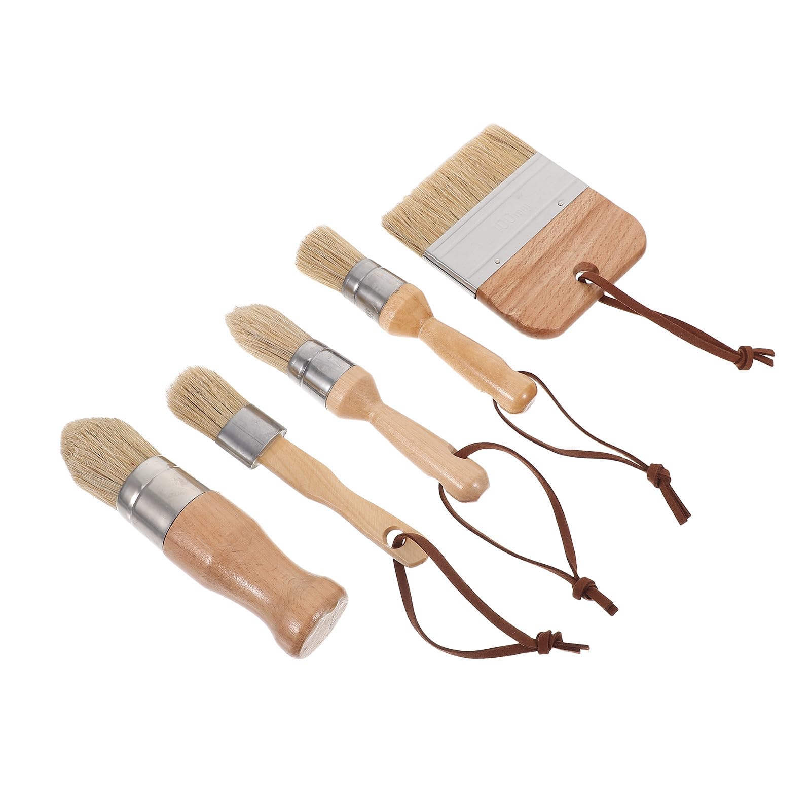 Ciieeo Pinceles de Cerdas Naturales de Cerdo Acabado Suave y Absorción 5 Piezas Mango de Madera de Haya para Pintar Muebles y Paredes para Proyectos de Bricolaje