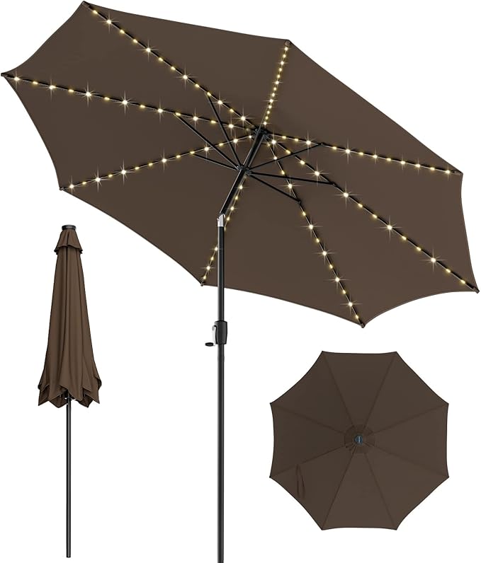 TANGZON 3M Garden Parasol Umbrella, Tilting Patio Umbrella with 112