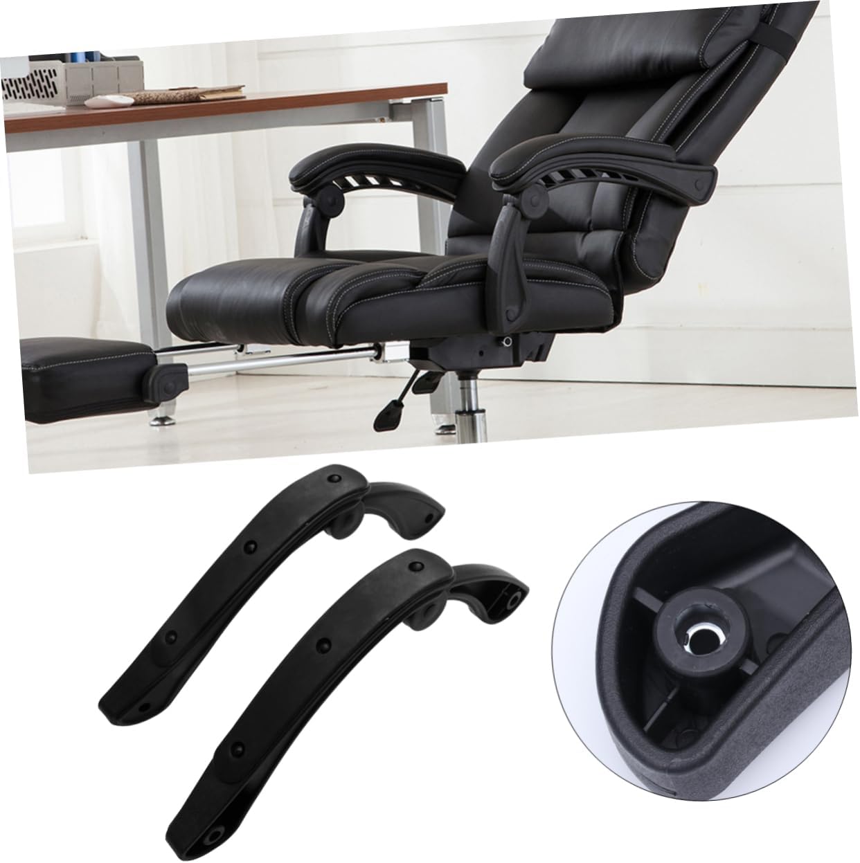 1pair Movable Plastic Armrest Accessories for Office and Computer Chairs Ergonomic Design for Enhanced Easy to Install Black