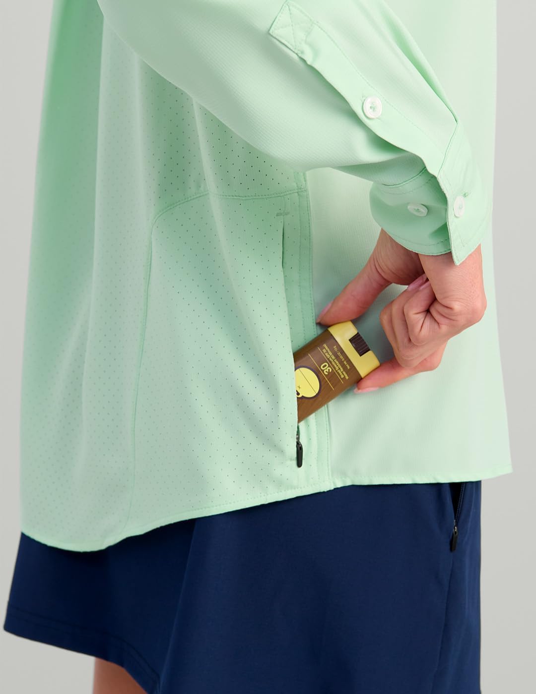 HUK - Women's Tide Point Long Sleeve Shirt, Button Down Fishing Shirt for Women