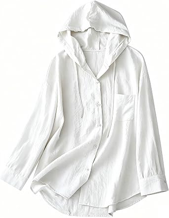 Ruziyoog Womens Button Down Linen Shirts Long Sleeve Collared Blouses Oversized Casual Loose Fit Dressy Work Tunic Tops