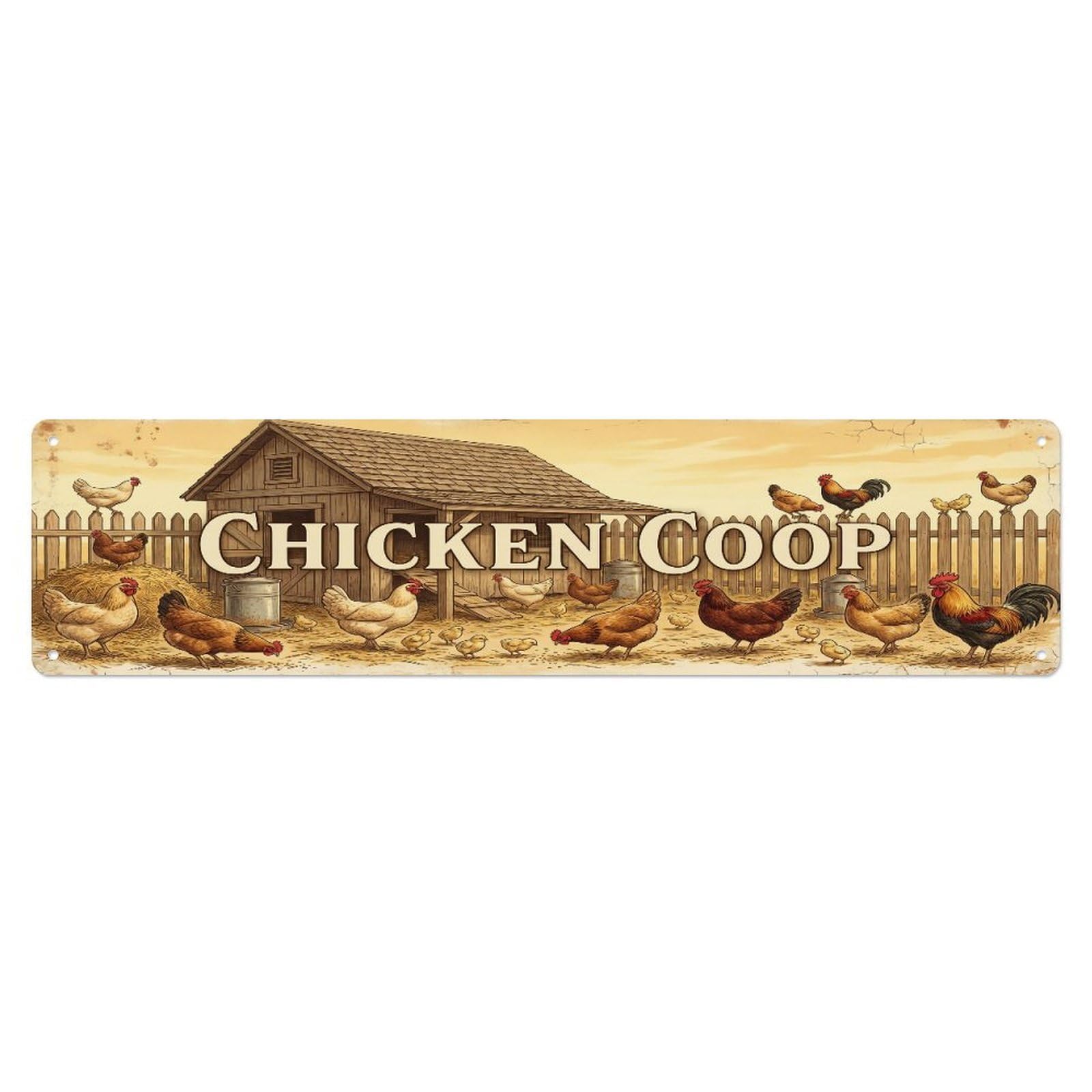 Xanthor Style Metal Tin Sign Vintage Yard Chickens Farmhouse Funny Hen Backyard Farm