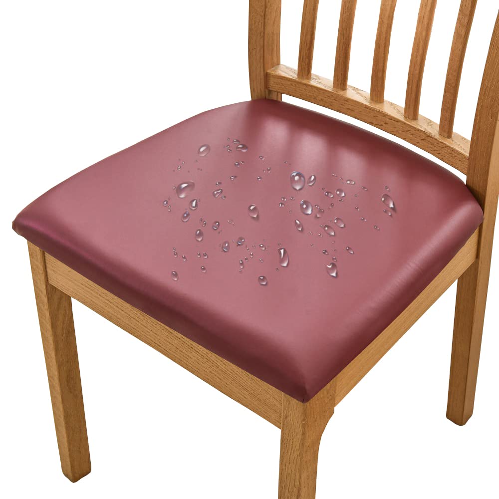 Bestenrose Dining Chair Covers for Set of 6 Waterproof Seat Slipcover PU leather Seat Covers for Dining Room kitchen Chairs Removable Chair Seat Cushion Cover with Fixing Buckle โ image 1