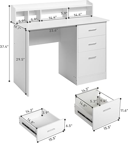 Miniatura 3 de Escritorio de oficina en casa - Escritorio para computadora con cajones - Escritorio ejecutivo con estantes - Escritorio de lectura y escritura -
