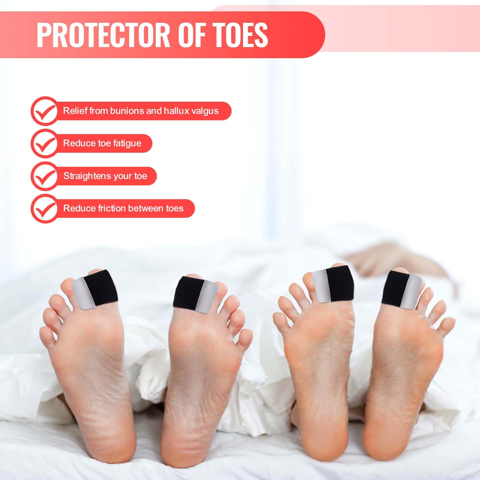 THERAVIX Gel Toe Separators for Women & Men, Big Toe Spacers Correcting Bunions, Toe Caps for Overlapping Toes, Bunions, Big Toe Alignment, Bunion Corrector - 6 Pack