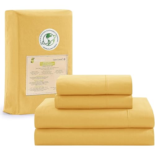 LANE LINEN 100% Organic Cotton Twin XL Sheets Set, 3-Piece Pure Organic Cotton Percale Sheets, Cotton Bedsheets, Ultra Soft Bedding Sheets, Breathable, Fits Mattress Upto 15" Deep - Cocoon