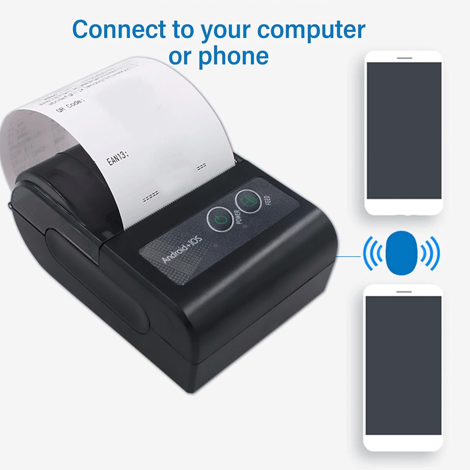 Bluetooth Receipt Printer, Portable Pocket Thermal Receipt Printer, 58mm POS Printer for Small Business, USB Mobile Bill Ticket Printer for Android, PC, - Image 4