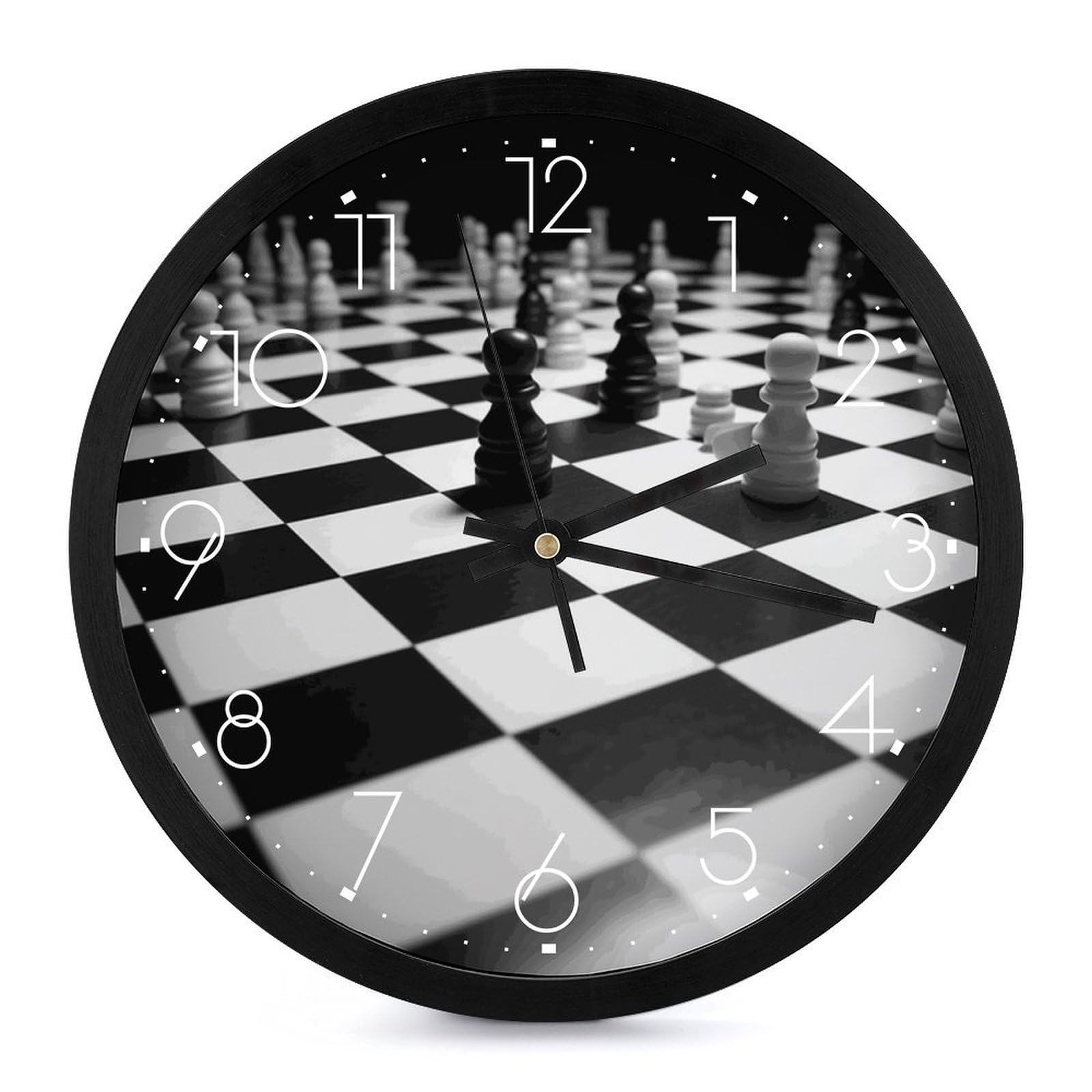 Horloge murale numérique d'échecs chinois moderne silencieuse de 25,4 cm pour salon