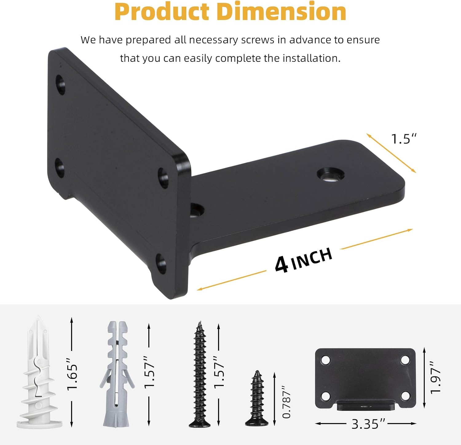 6 Pack Floating Shelf Bracket 4 Inch, Heavy Duty Carbon Steel Hidden L-Bracket Set, 4" Coated Finish Floating Shelves Brackets, Large Load Capacity Brackets for Shelves (6 Pack, 4 Inch)