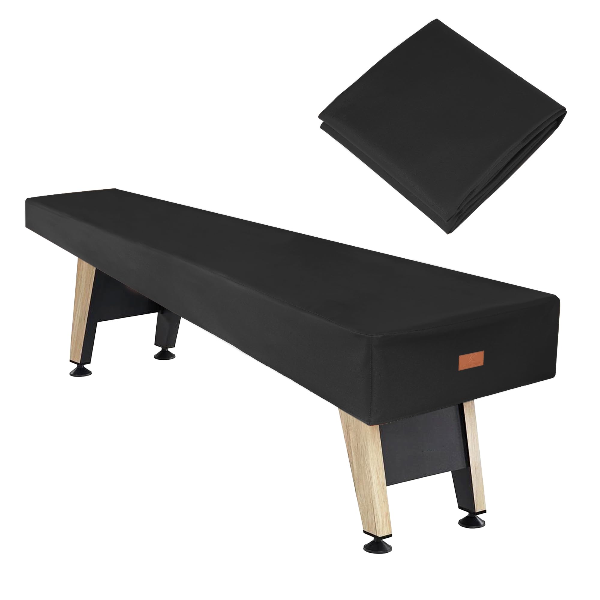 K-MusculoShuffleboard Table Cover, Heavy Duty Leatherette Waterproof & Tearproof Shuffleboard Covers Fit for 9FT(108"L x 25"W x 8"H) Shuffleboard Table (Black)