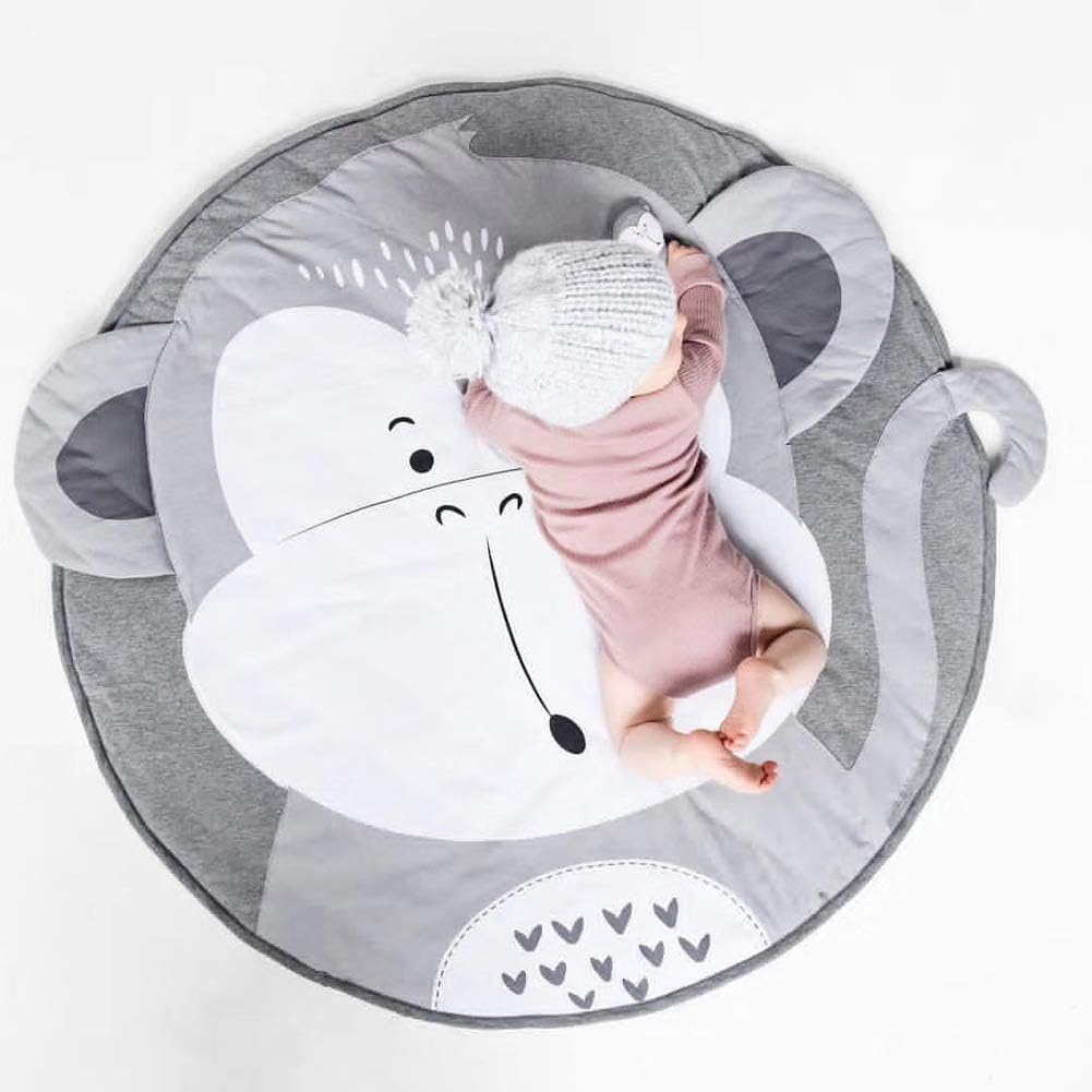 WJXBoos Children Cartoon Animal Floor Play Mat, Thick Soft Rug Foldable Breathable Play Carpet Bedroom Nursery Crawling Mat-Raccoon 90 cm(35.4 Inch)