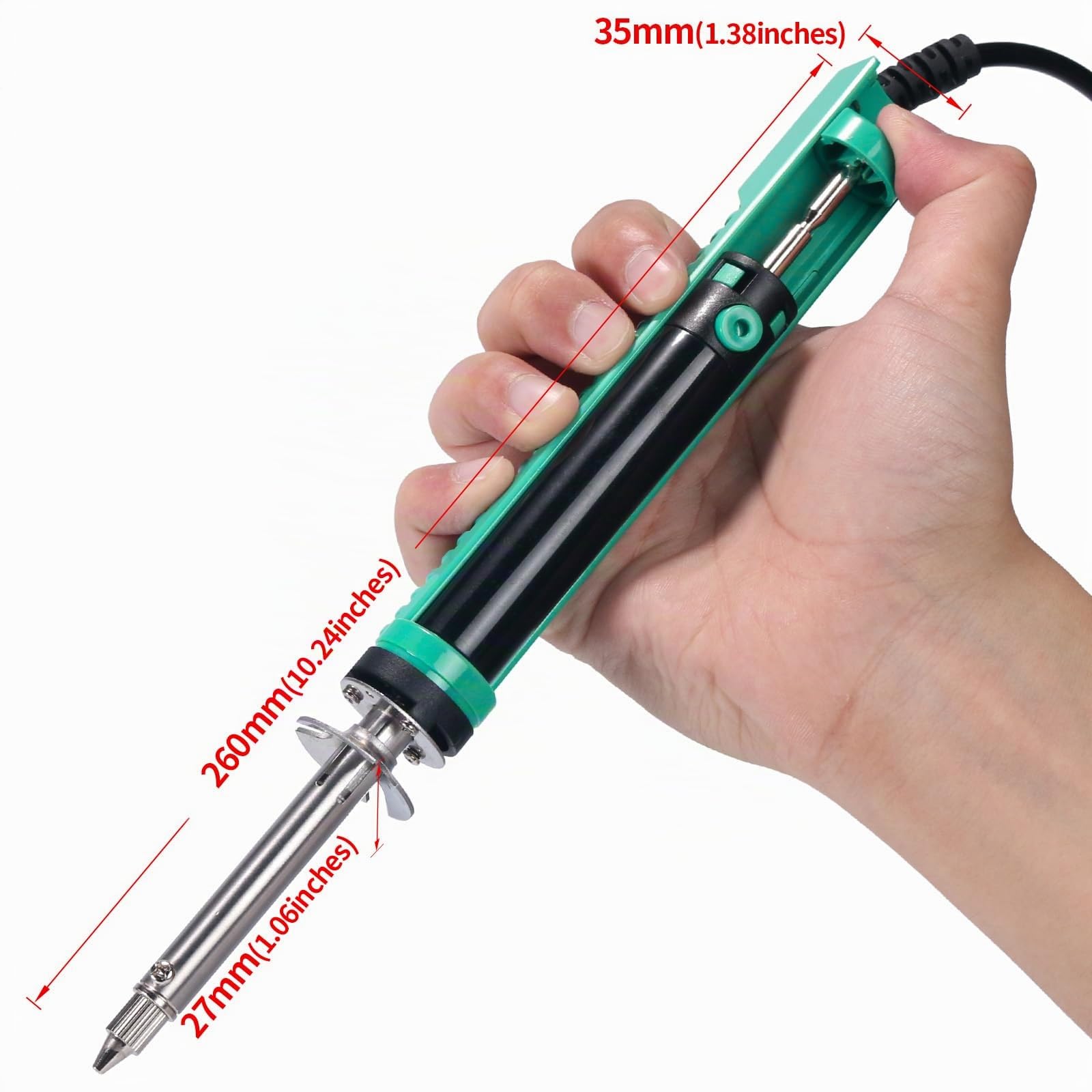 YIHUA 929D-V Fer à dessouder électrique à dépression Pompe a dessouder avec poignée de chargement plus courte et buses de dessoudage 1.0mm 1.2mm 2.0mm pour le dessoudage de trous traversants (EU PLUG)