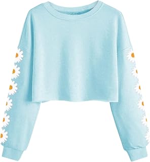 Imily Bela Girls' Sweatshirts Daisy Printed Long Sleeve Shirt Cute Children's Pullo…