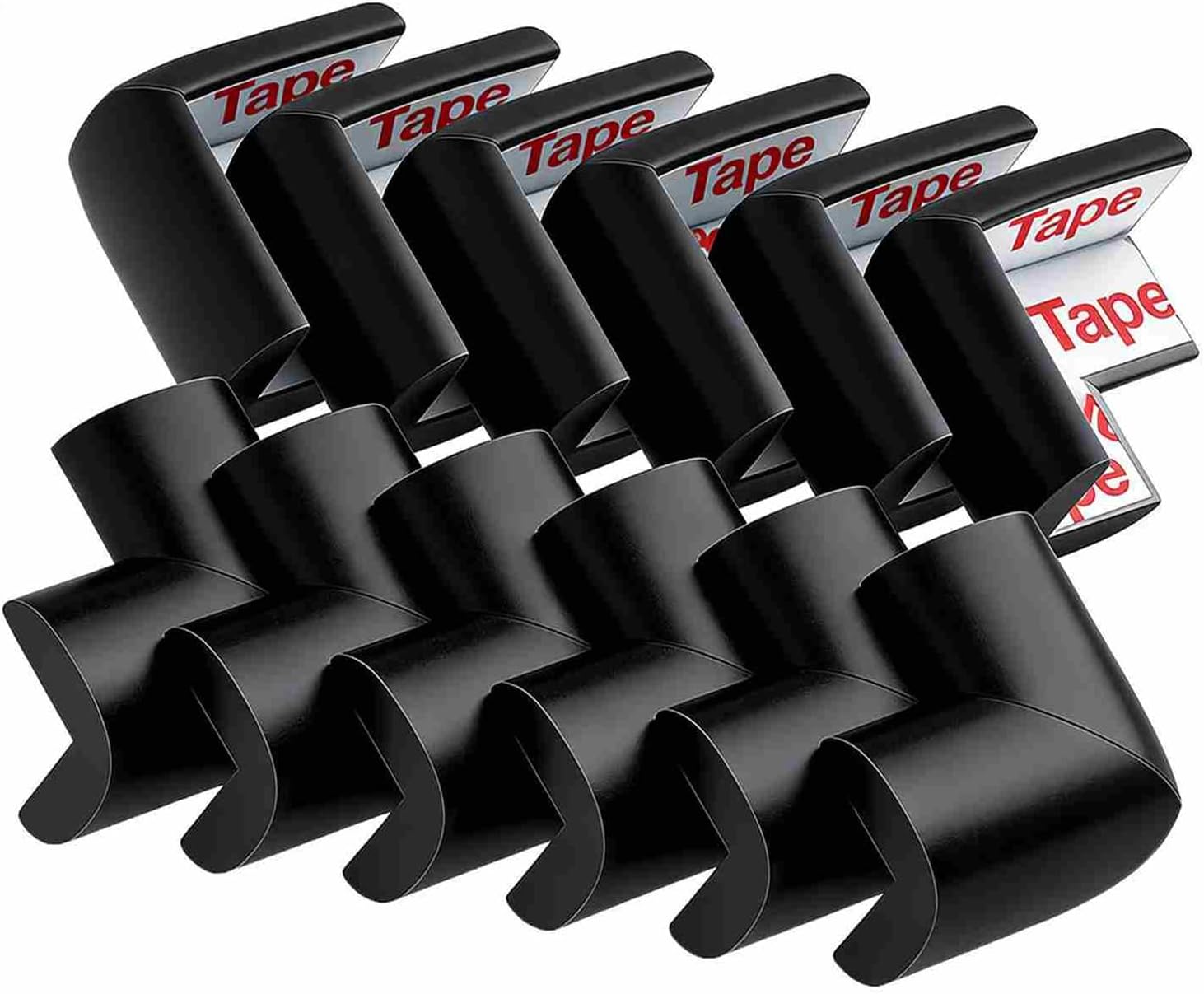12 Pack Soft Corner Protector Baby Proofing Edge & Corner Guards, Furniture Safety Bumper for Table, Fireplace, Stair, Cabinet, (Black)
