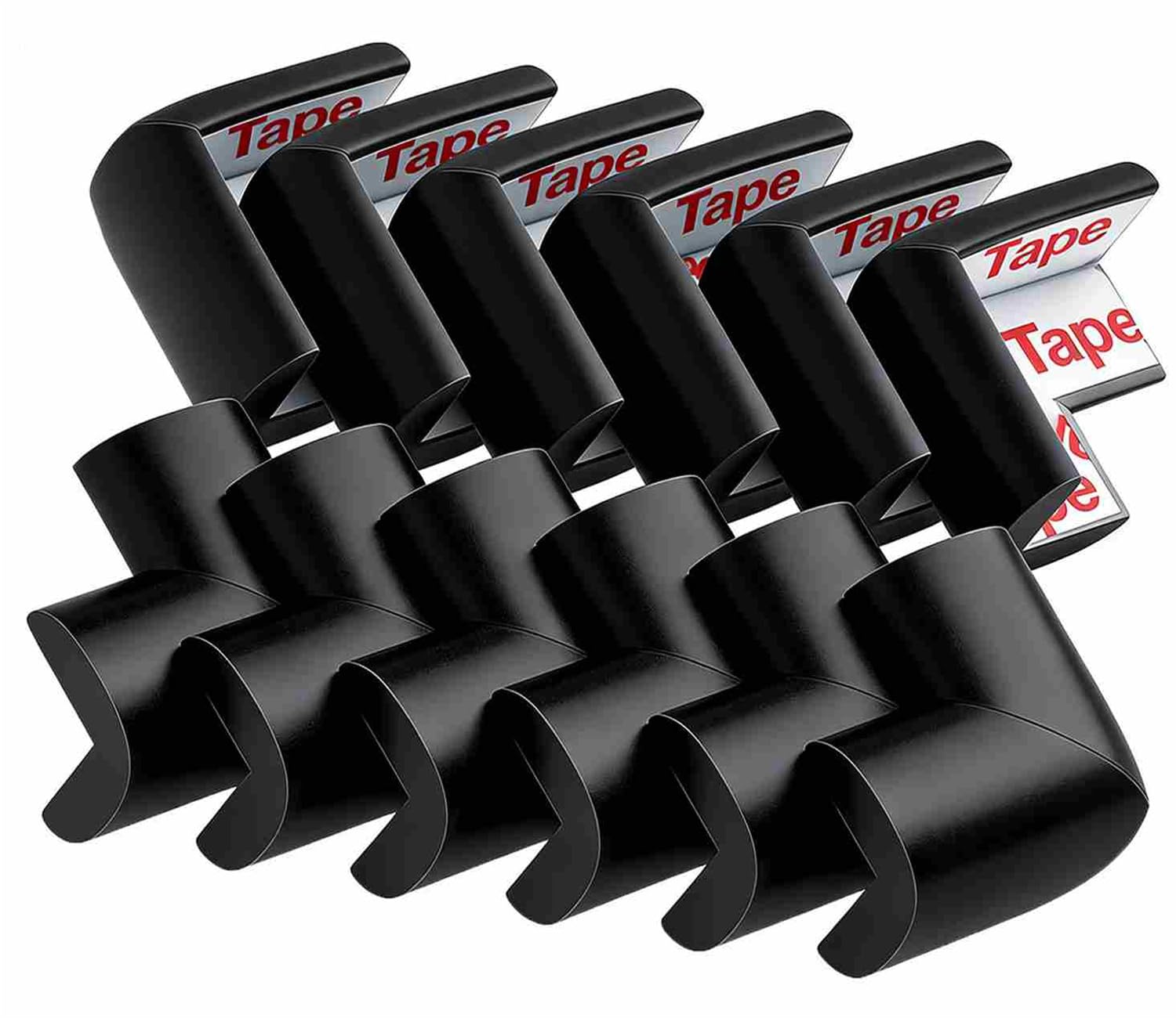 - 12 Pack Soft Corner Protector Baby Proofing Edge & Corner Guards, Furniture Safety Bumper for Table, Fireplace, Stair, Cabinet, (Black)