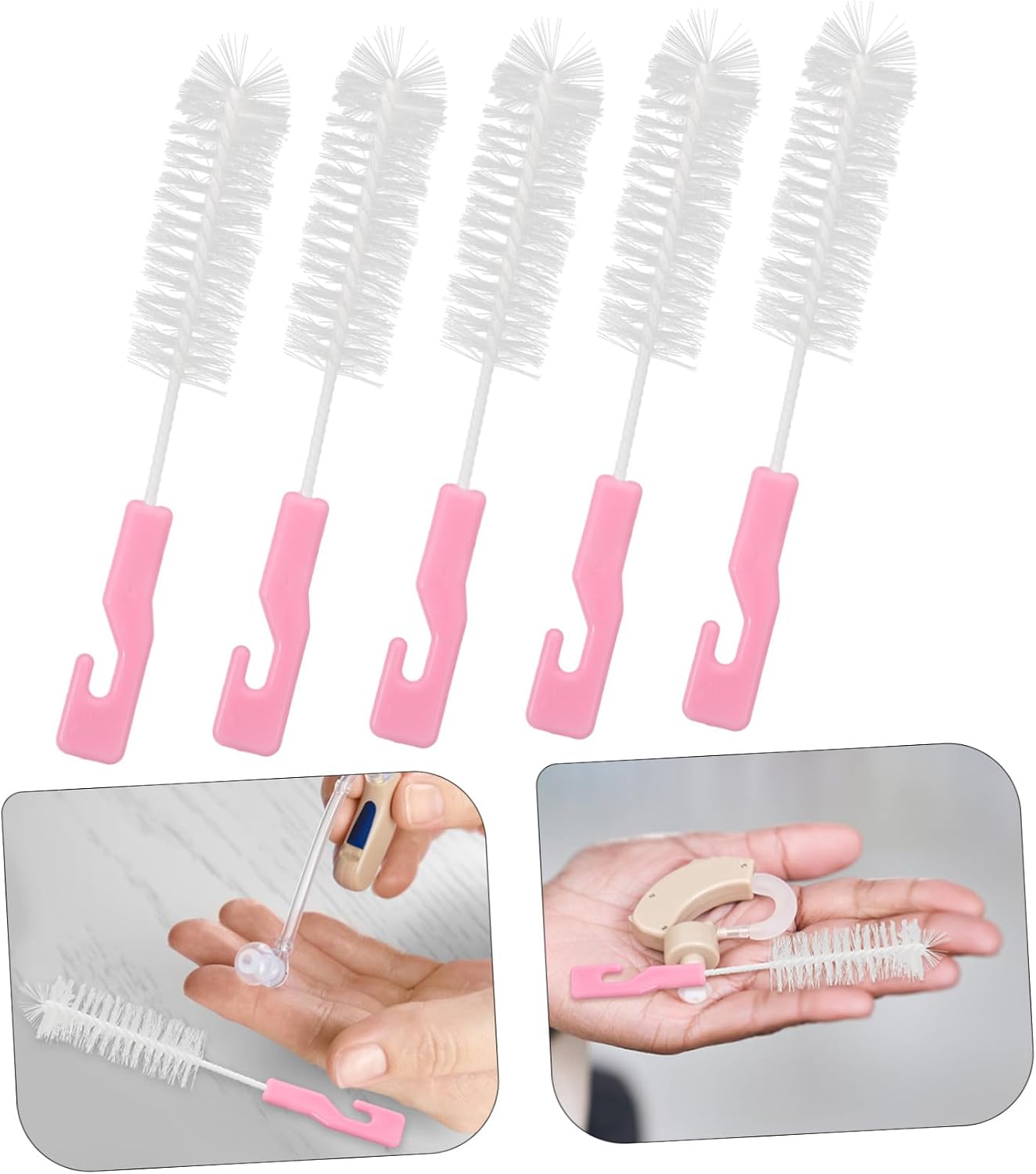 5Pcs Hearing Aid Cleaning Brush Portable Nylon Tube Cleaner for Hearing Aid Vent and Earpiece Maintenance Handheld Tool for Small Random Color