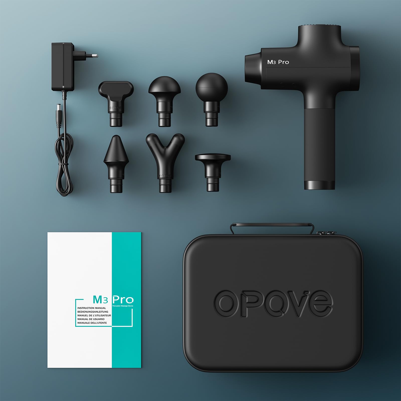 OPOVE Pistolet de massage Masseur musculaire Percussion des tissus profonds Masseur corporel électrique portabl de sport super silencieux pour la relaxation musculaire profonde, opove M3 Pro Noir