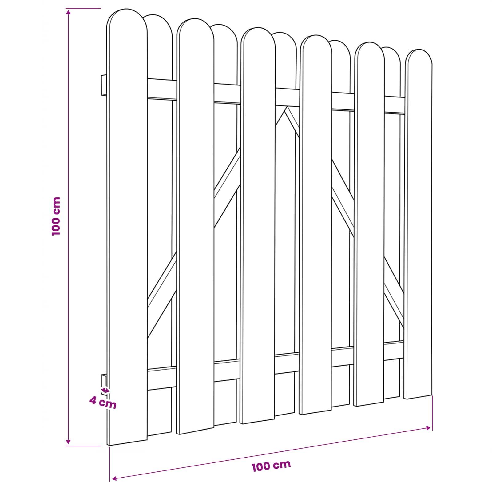 Puerta de jardín de 100 x 100 cm de pino macizo con impregnación verde resistente a la intemperie, elegante diseño arqueado, resistente a la intemperie y a la putrefacción, ideal para jardín