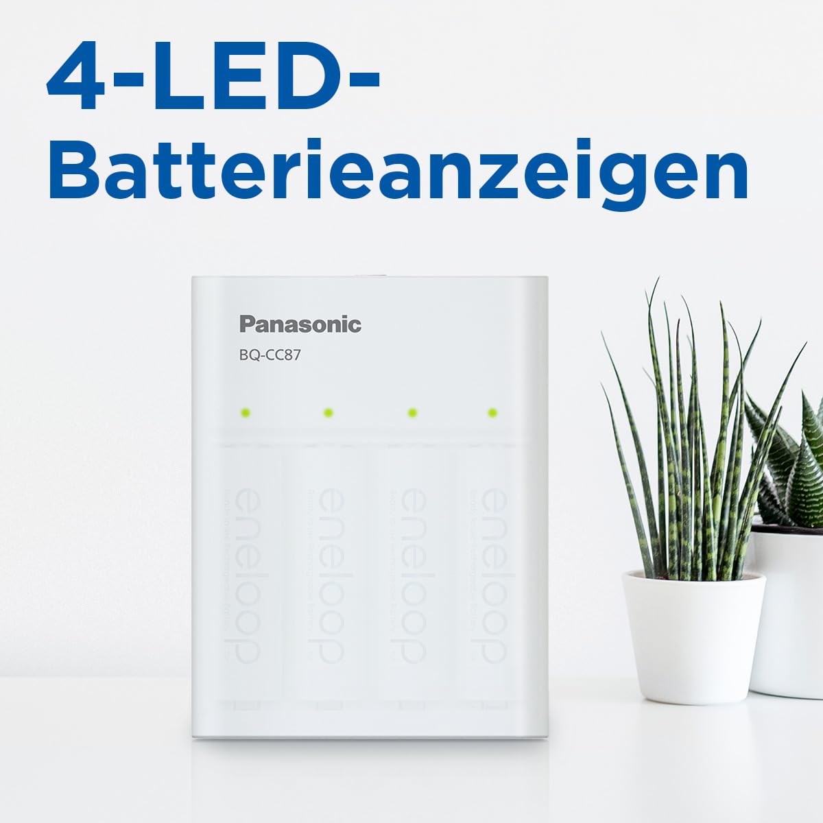 eneloop SmartPlus Travel USB-Ladegerät, für 1-4 AA/AAA NI-MH Akkus, 2.25 Stunden Ladezeit, 10 Sicherheitsfunktionen, inkl. 4 eneloop AA Akkus (2000 mAh)