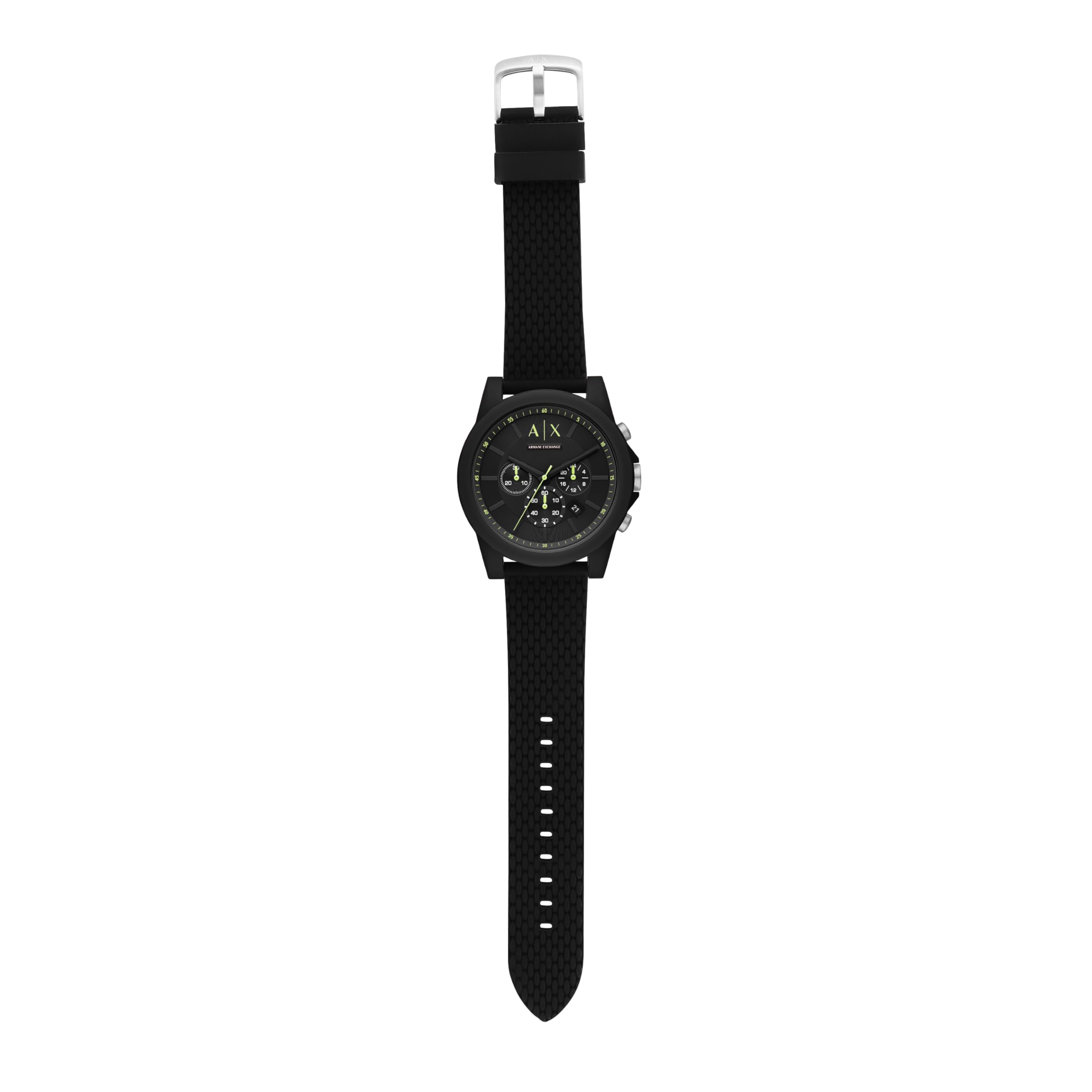 Armani Exchange Reloj Hombre, Movimiento Cuarzo cronógrafo y Caja 44mm con Correa Silicona
