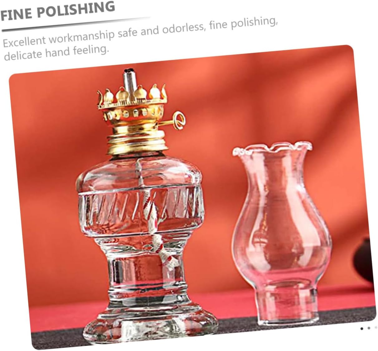 Retro Glass Kerosene Lamp with Thickened Windproof Glass Antique Style Oil Lamp for Home Decor Emergency Lighting Camping and Outdoor Use with Spare Wicks