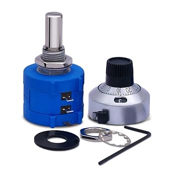 100K ohm 10-Turn Multi Turn Rotary Wire Wound Precision Potentiometer,10 Ring Adjustable Resistor Counting Dial Rotary Knob