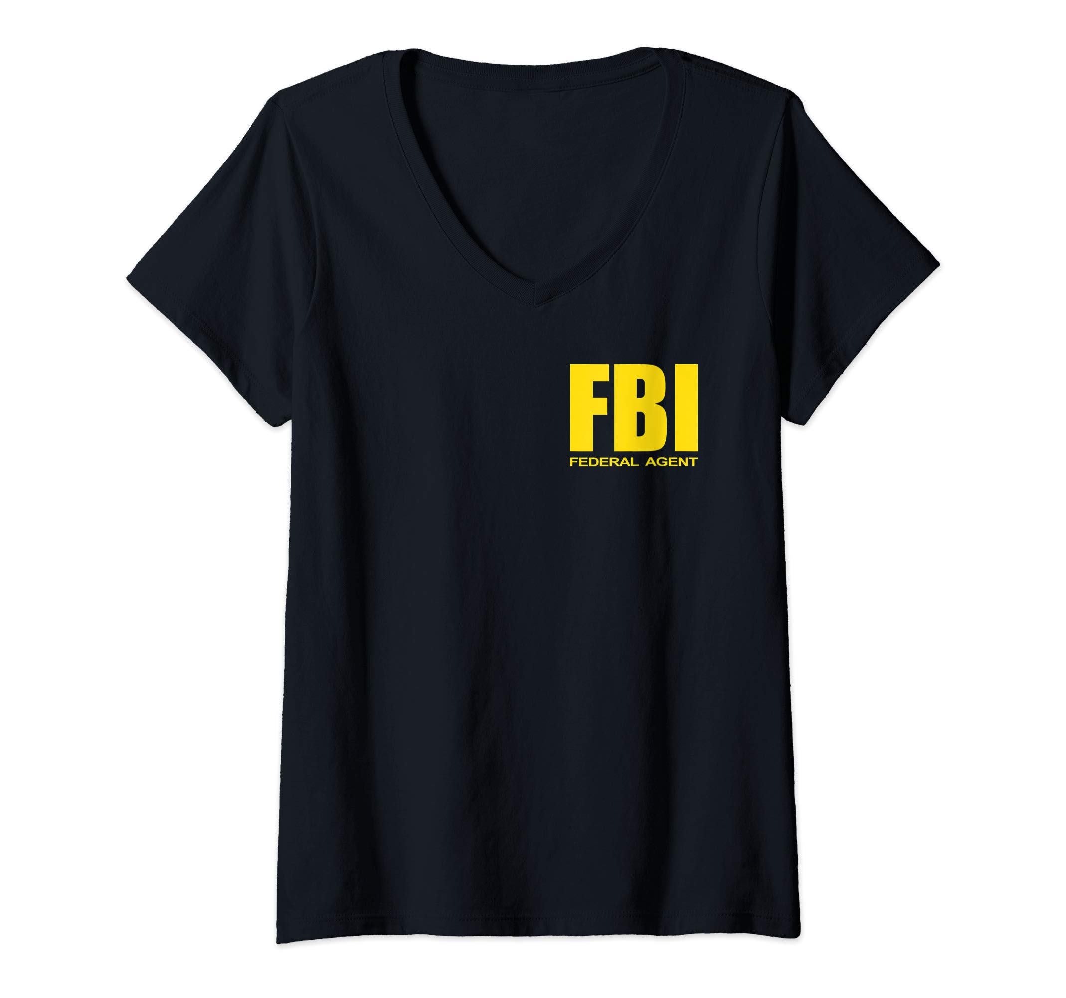 FBI T-Shirt, Original Federal Special Agent OutfitWomens FBI Shirt, Federal Bureau of Investigation Chest Logo Agent V-Neck T-Shirt