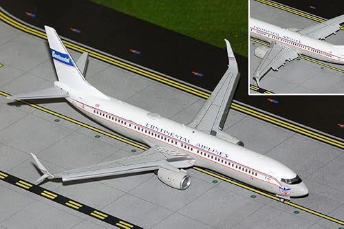 Gemini200 United Airlines Boeing 737-900ER Continental Retro Die-Cast Model, 1:200 Scale, All Metal Construction, Flaps Down, N75435 with Display Stand